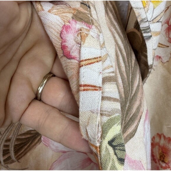 Boston Proper Floral Embroidered Button Up Linen Tunic Blouse Size M Ipanema - Picture 8 of 10